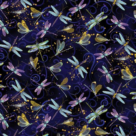 navy metallics dragonfly dance quilt fabric|Dragonfly Dance Cotton Quilting Fabric .